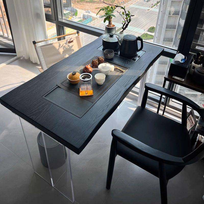 Wabi-Sabi风格实木阳台茶几椅组合禅宗家居炭黑悬空茶几2025新小,住宅家具,家用茶台/茶桌,淘宝优惠券,粉丝福利购,淘宝优惠卷