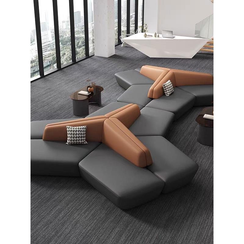 公司售楼处洽谈沙发大厅大堂商务接待会客VIP休息区等候皮艺沙发