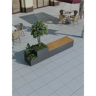 露台花箱椅塑木长条椅户外花箱定制广场椅定制镀锌钢花箱椅定制