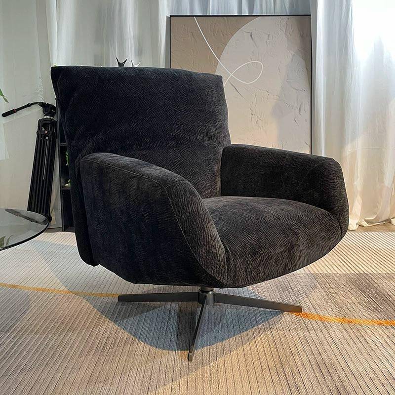 雪尼尔花瓣椅超纤皮休闲椅阳台真皮设计师功能客厅轻奢旋转沙发椅