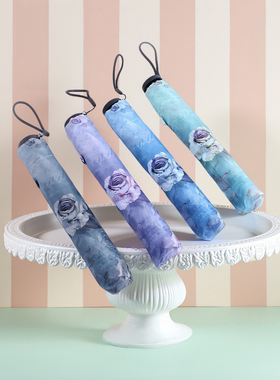 超轻95克碳纤羽毛伞防晒紫外线三折洋伞不沾水遮阳伞碎花晴雨伞便