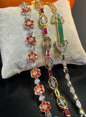 跨境欧美时尚镂空圆形手链镀金镶嵌锆石手饰女士时尚百搭彩色轻奢