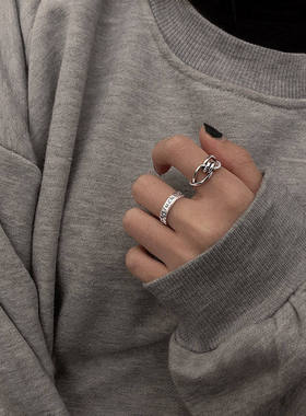 小众设计复古风交叉戒指女ins潮新款时尚指环冷淡风个性开口指环