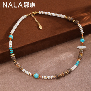 NALA娜啦新中式串珠项链女轻奢高级感锁骨链小众设计感毛衣链配饰