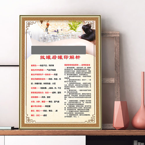 拔罐后罐印解析海报贴纸美容养生装饰墙壁KT展板相框挂画广告写真