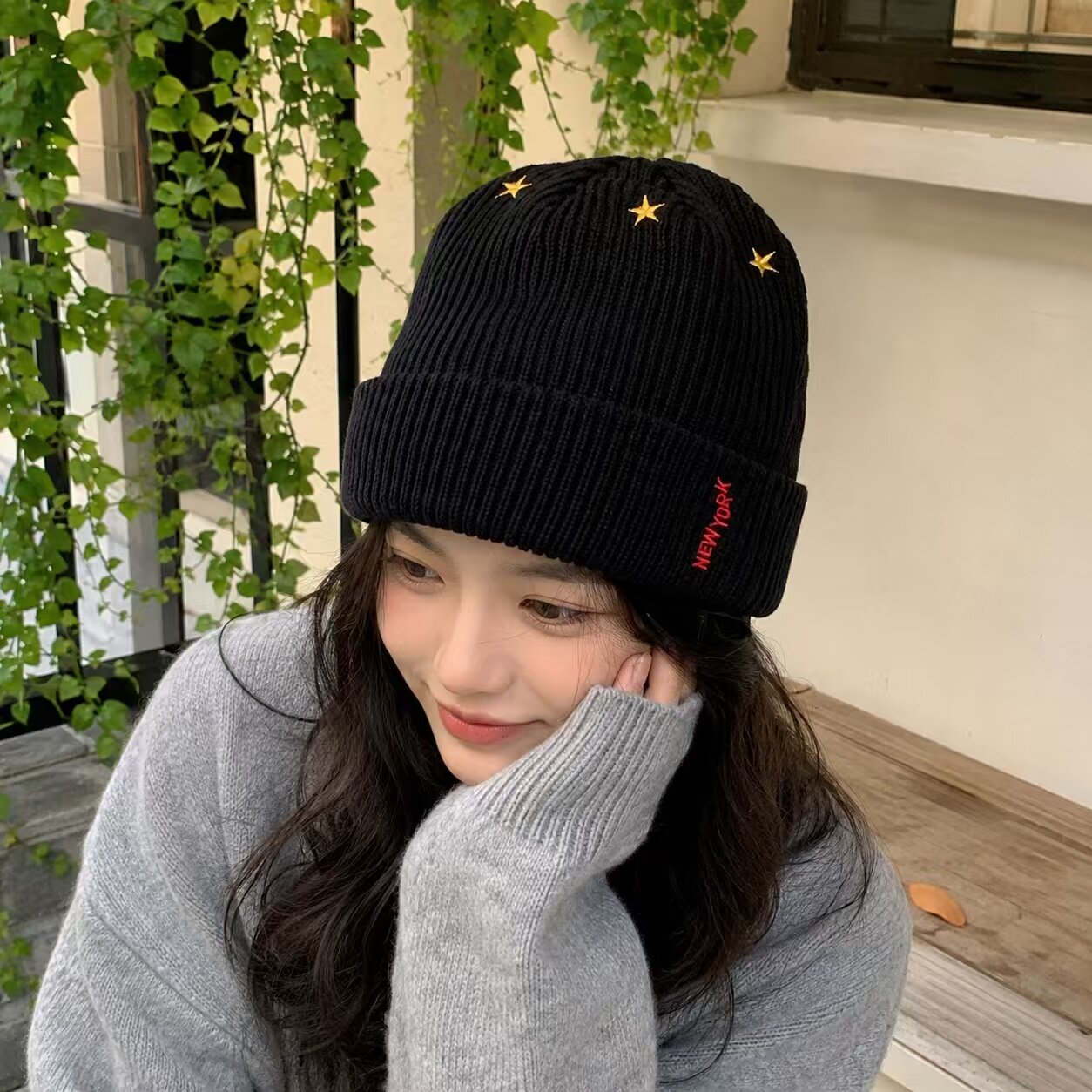 韩国秋冬显脸小毛线帽针织帽女款