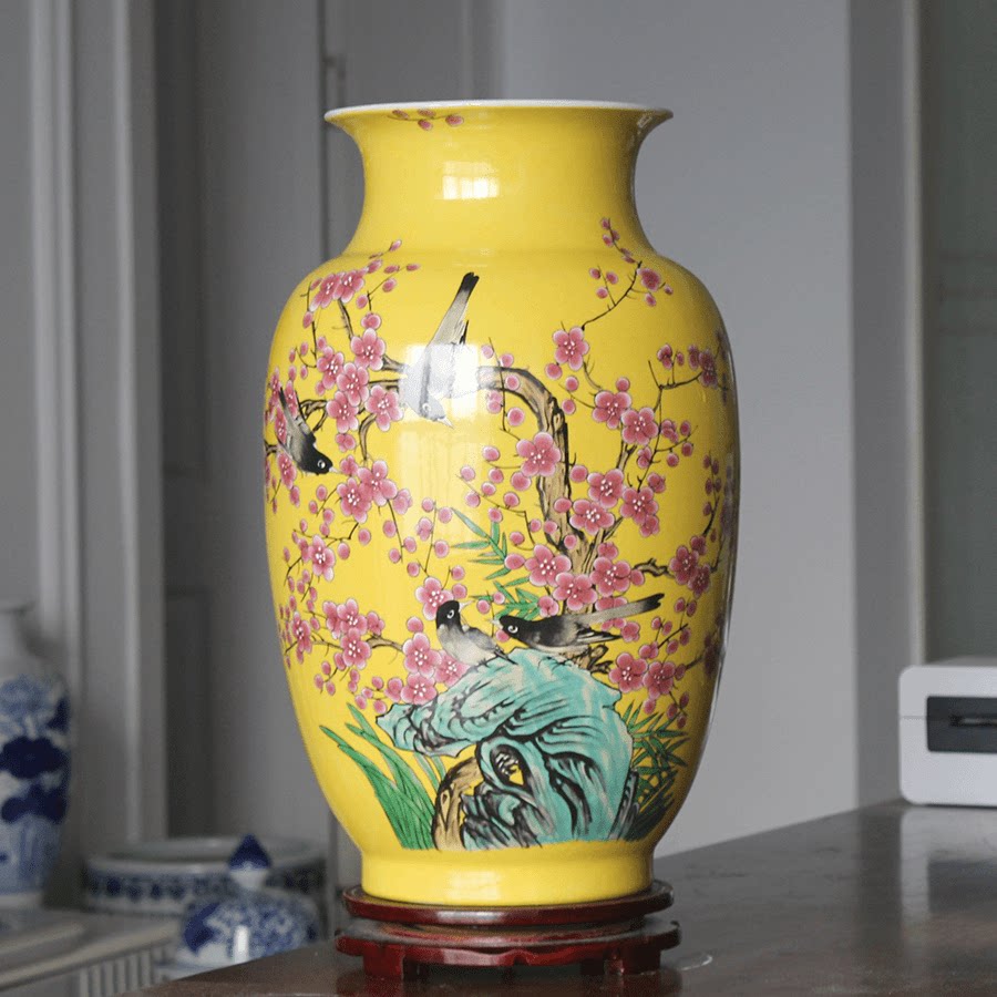 粉彩客厅景德镇花瓶汉迎陶瓷中式图片