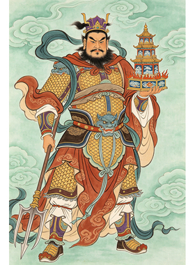 古代神话人物像 托塔天王李靖像 西游记封神榜神话人物像