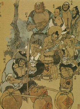 戴敦邦绘水浒传章回故事版 黄泥岗智劫生辰纲 饭店居家装饰画
