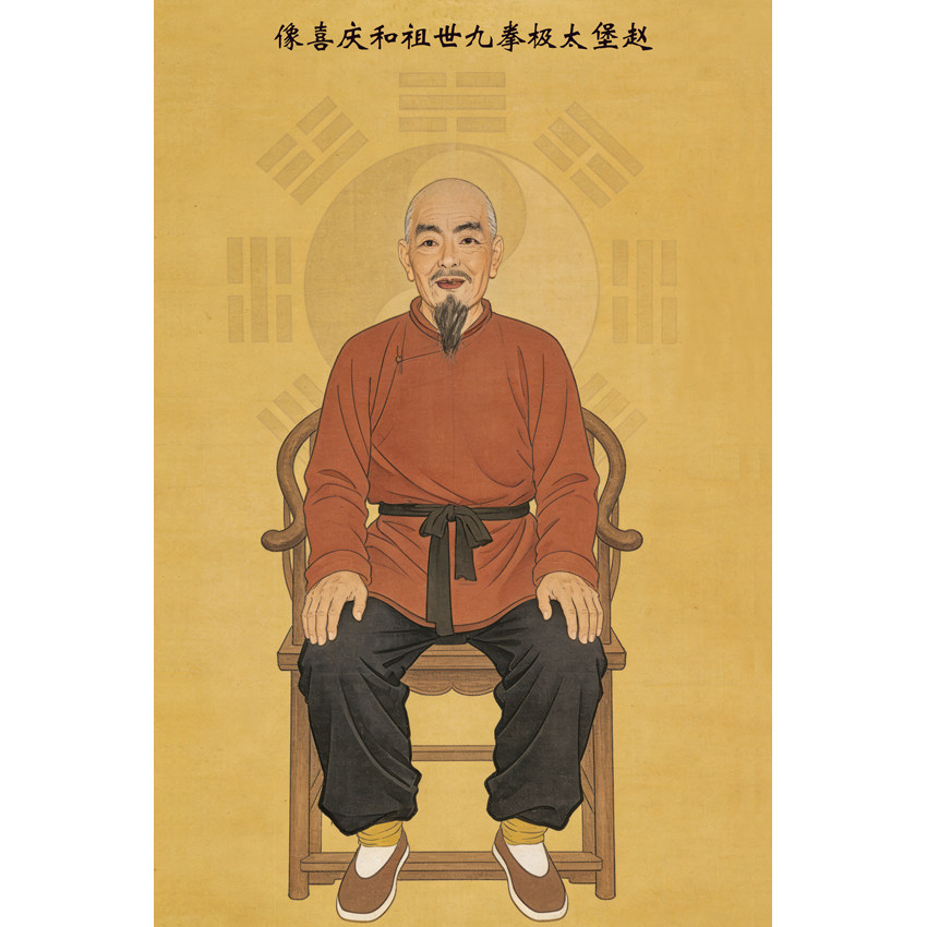 太极拳装饰画 赵堡太极拳九世祖和庆喜彩色画像 太极拳馆装饰画