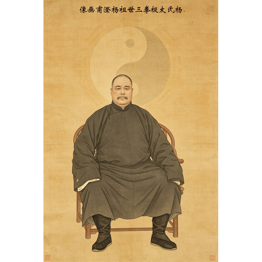 太极拳装饰画 杨氏太极拳三世祖杨澄甫彩色画像 太极拳馆装饰画