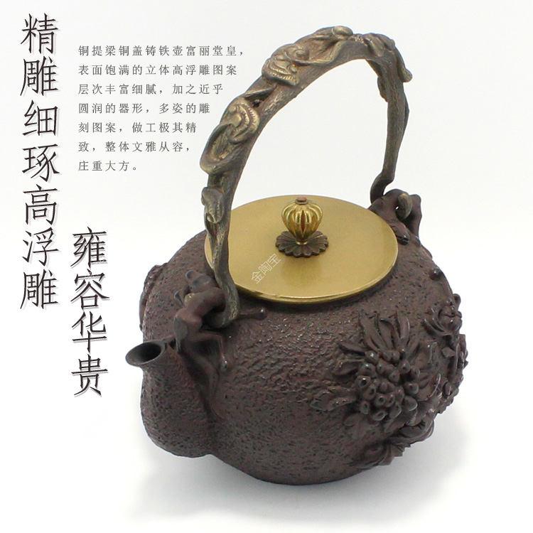 手工高浮雕高温氧化铸铁台湾铁壶