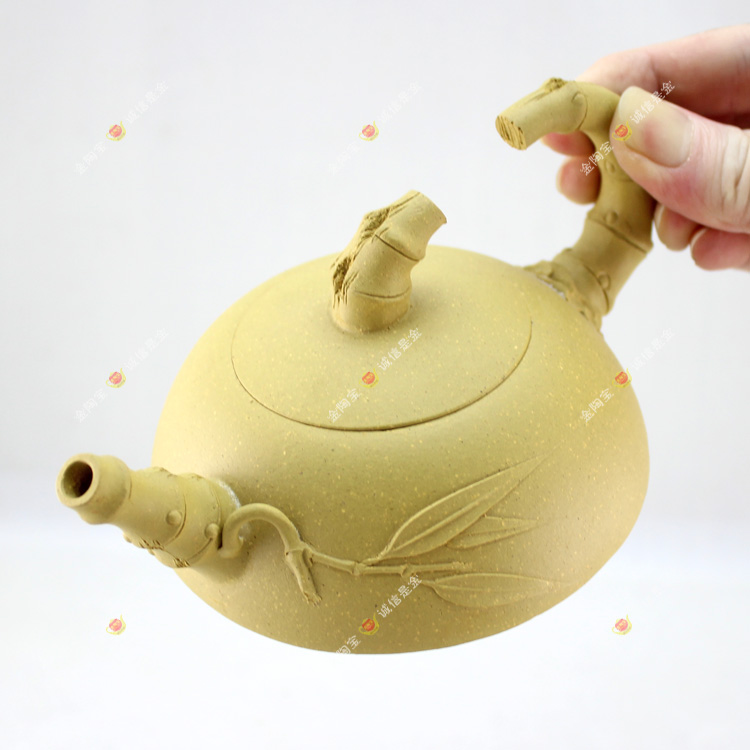 段泥紫砂壶本山绿泥逸竹壶宜兴