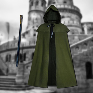 绿色沙丘废土风头巾兜帽披肩中世纪骑士防晒秋冬款街头穿搭感斗篷