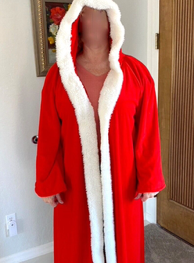 欧美田园风格大红色斗篷带袖子冬季保暖披风cosplay连帽加厚风衣*