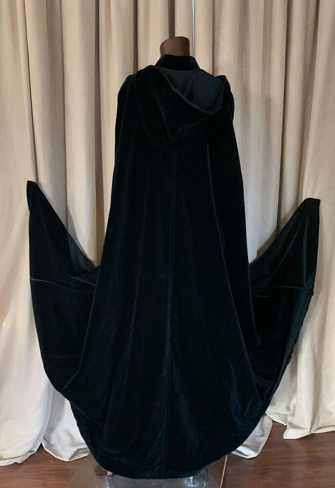 万圣节cosplay男女黑色丝绒长披风舞台演出披肩角色扮演巫师斗篷*