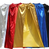 金色银色亮面披风成人超级英雄披肩万圣节舞台演出装 扮超人长斗篷