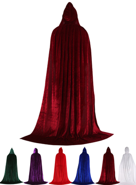 男女通用金丝绒汉服外套斗篷话剧服万圣节披风C0S连帽长款披