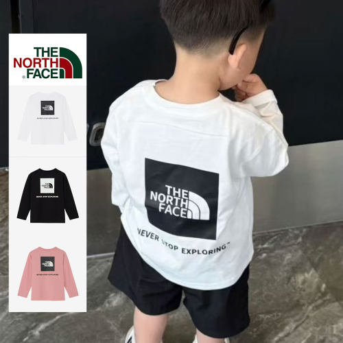 日本北面 THE NORTH FACE 2026春秋儿童背后logo纯棉圆领长袖T恤