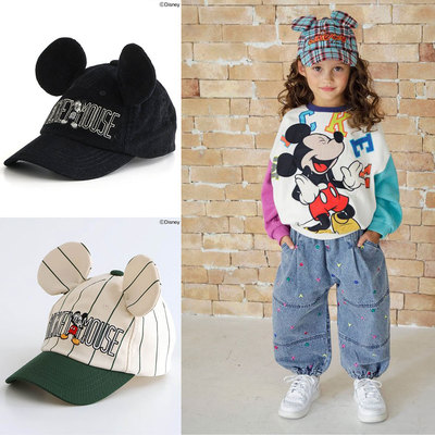 日本迪士尼 BREEZE 2024春秋 儿童帽刺绣卡通米奇迷你大耳朵帽子