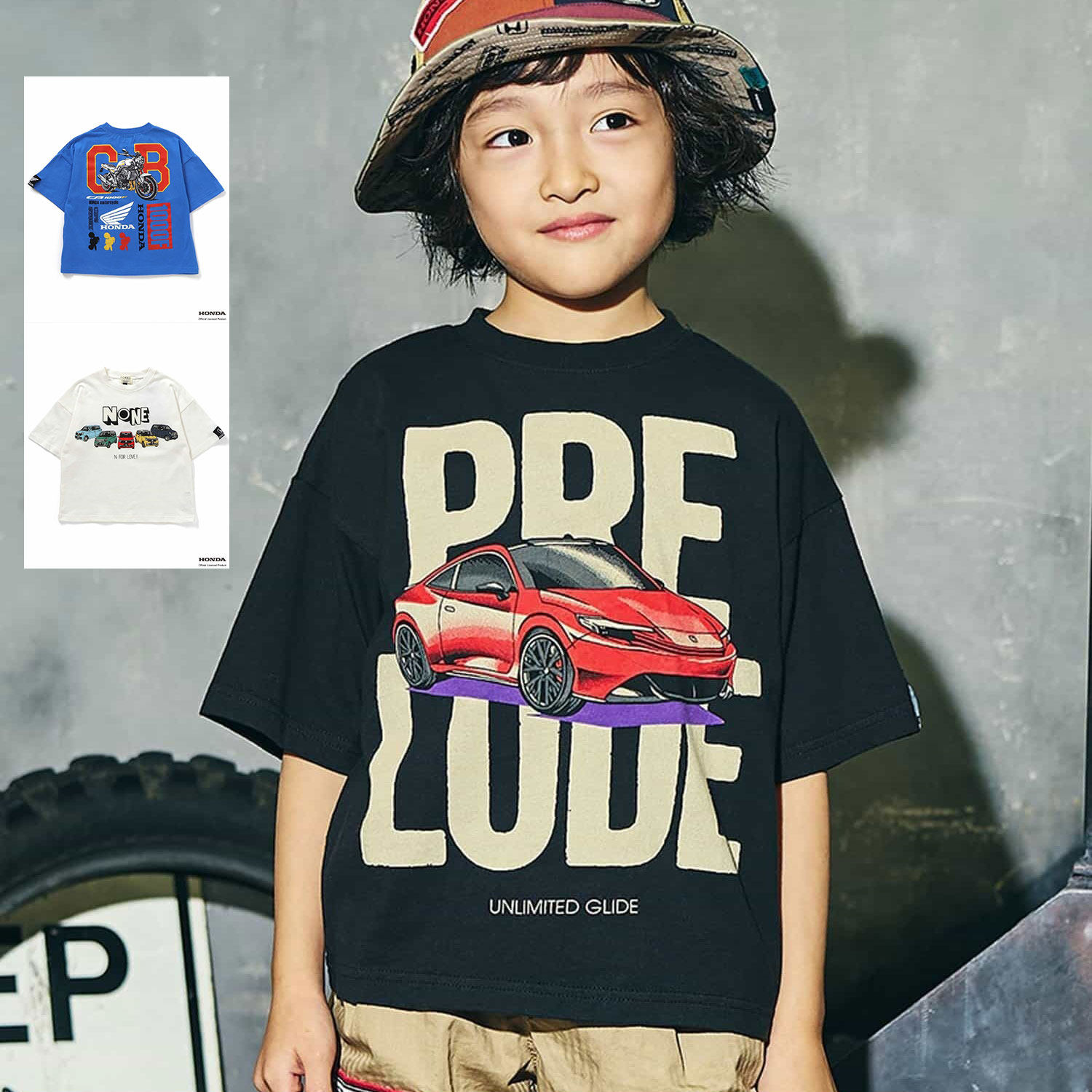 日本本田限定 F.O.KIDS 2026夏儿童小汽车摩托车卡通圆领短袖T恤