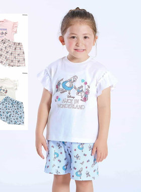 日本 Ampersand 2026春夏女童爱丽丝梦游仙境户外运动T恤短裤套装