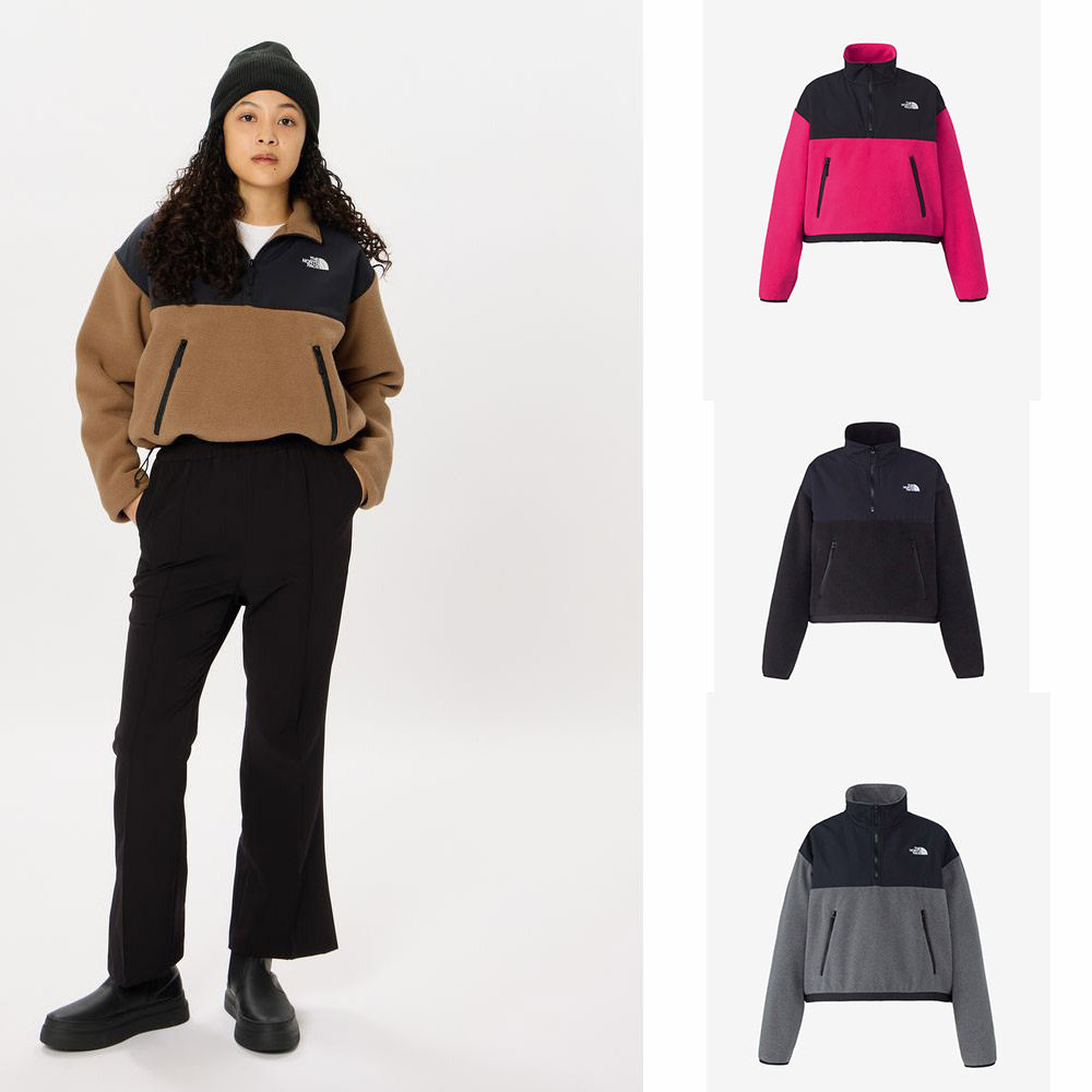 北面内胆拼色短款抓绒棉服