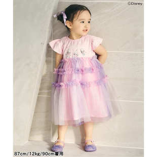 日本迪士尼牡蛎 apreslescours 2026春女童泡泡纱百褶短袖连衣裙
