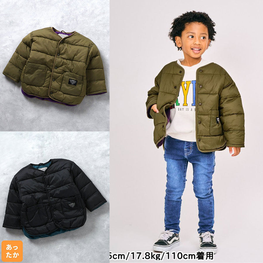 日本 F.O.KIDS 2024冬儿童装按扣内衬摇粒绒保暖棒球服夹棉服夹克