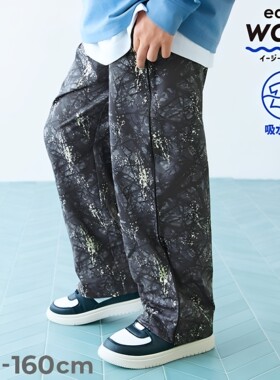 日本 devirock 2026春秋儿童裤花纹马赛克涂鸦油漆宽松直筒休闲裤