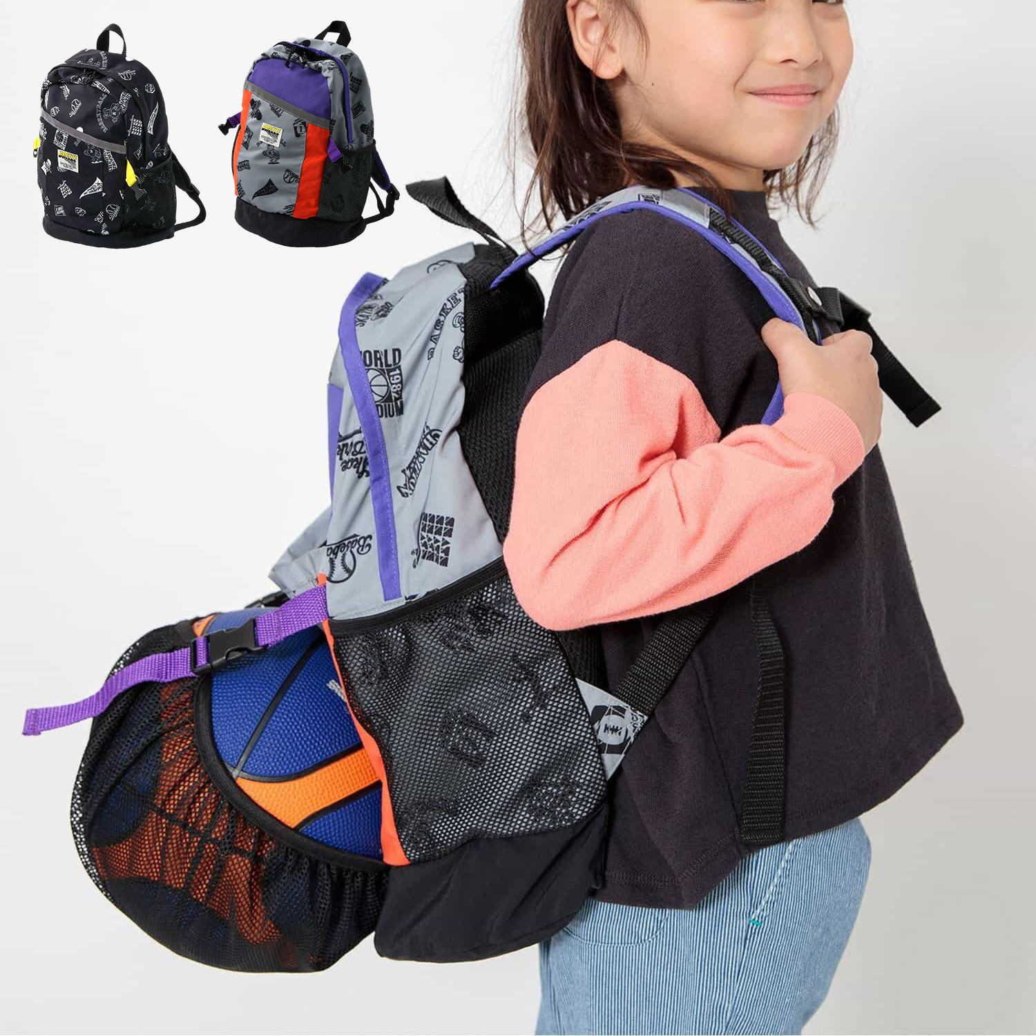 日本 BREEZE 2025年儿童包开学生拼色网球包水壶包双肩背包书包9L