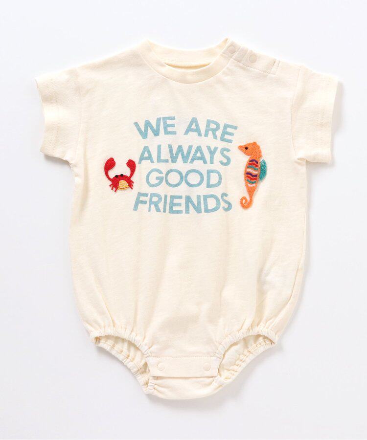 日本 breeze 2023夏海马热带鱼新生儿宝宝按扣三角爬服短袖连身衣