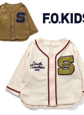 日本 F.O.KIDS 2025春秋儿童装户外日常装棒球服系扣开衫轻薄外套