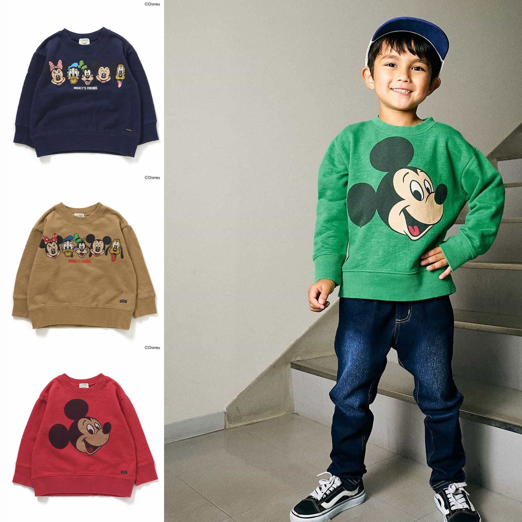 日本迪士尼 F.O.KIDS 2025秋女童装米奇米妮宽松休闲圆领运动卫衣