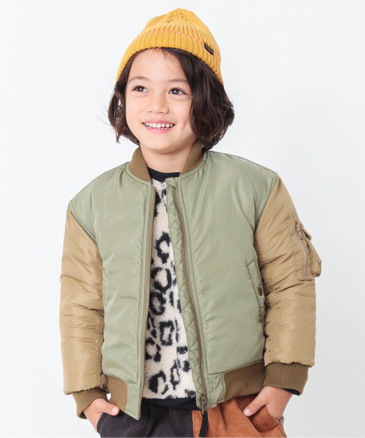 日本 BREEZE 2023冬儿童装拼色加厚保暖外套棉服棉袄夹棉飞行夹克