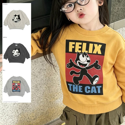 日本儿童装菲利克斯猫 Felix the Cat 卡通休闲宽松运动圆领卫衣