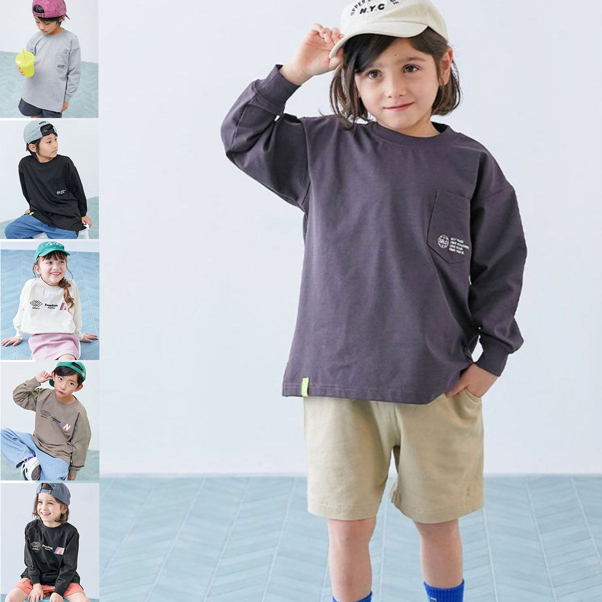 日本 devirock 2026春夏儿童装字母徽标logo速干宽松长袖运动T恤