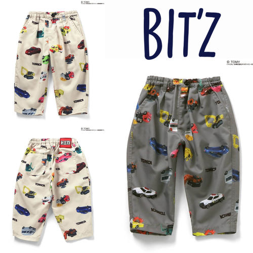 日本多美卡 BITZ 2025春儿童裤卡通卡车消防车挖掘机水洗布休闲裤