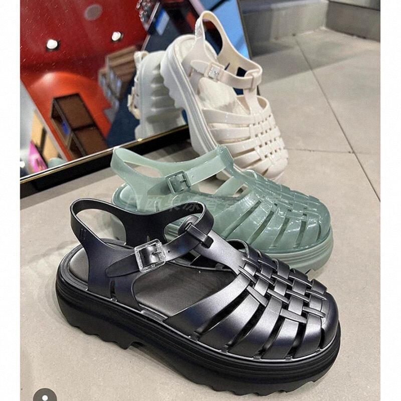 巴西梅丽沙齿轮罗马鞋松糕厚底女鞋果冻鞋露趾编织休闲凉鞋35818