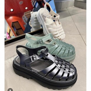 巴西梅丽沙齿轮罗马鞋松糕厚底女鞋果冻鞋露趾编织休闲凉鞋35818