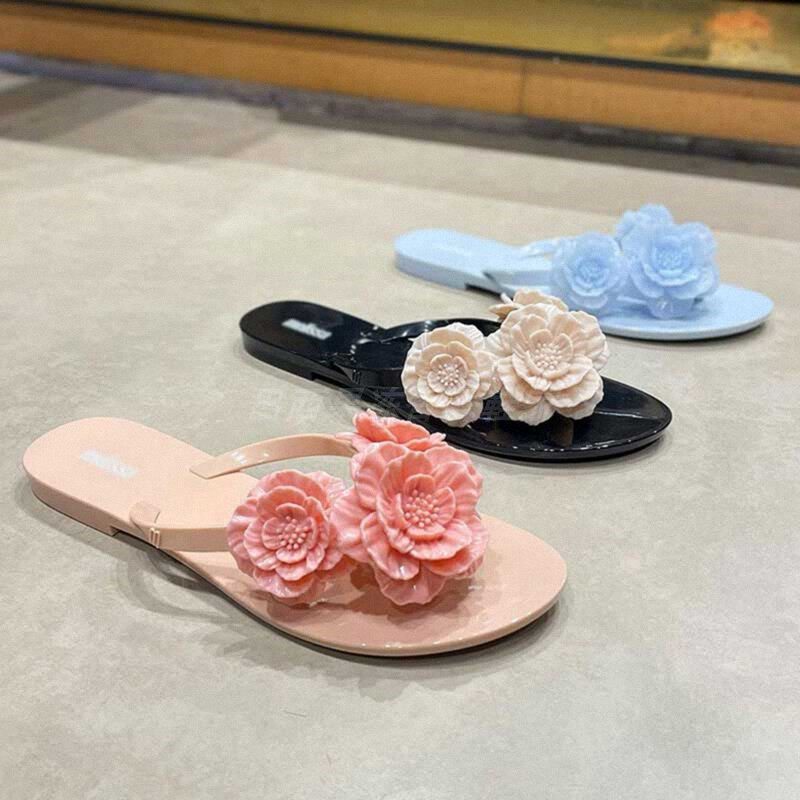巴西梅丽沙果冻鞋夹脚夏季海边度假外穿山茶花平底人字拖鞋35704
