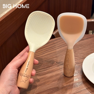 BIGHOME硅胶可立饭勺木柄不粘米饭打饭家用盛米饭勺子电饭煲专用