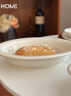 德士敦白色椭圆汤碗！陶瓷家用菜碗汤盆沙拉碗面碗烤盘大碗10英寸