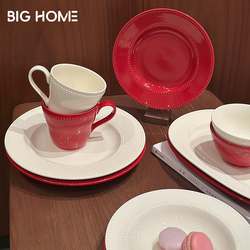 红色过年喜庆餐具套装！釉下彩圆盘菜盘子鱼盘陶瓷奶白色马克杯子,餐饮具,餐具瓷器套装,淘宝优惠券,粉丝福利购,淘宝优惠卷