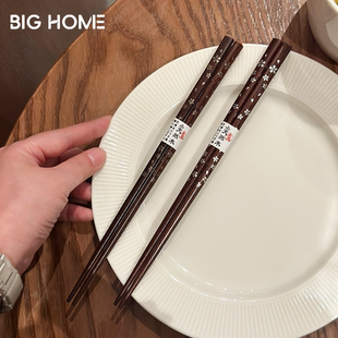 2双日式 一人一筷防滑高档单人实木筷子原木分餐筷 尖头情侣木筷