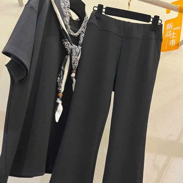 卫衣+休闲喇叭裤两件套女