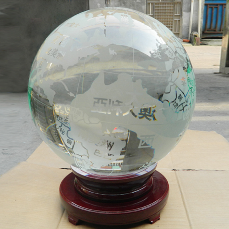 地球仪工艺品摆设中文大号30CM40CM透明K9超大水晶球摆件定制