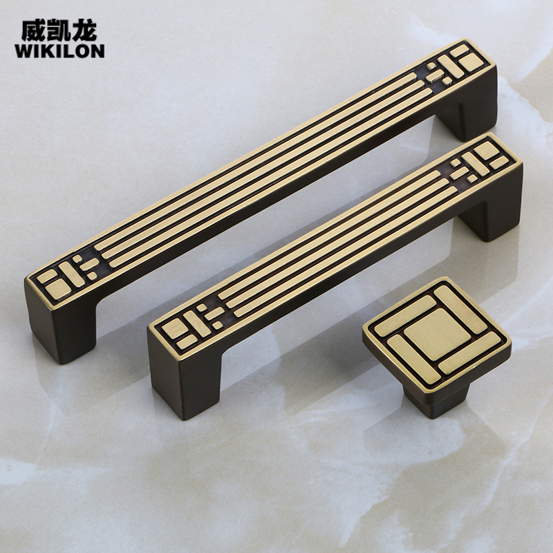 新中式柜门拉手门把手仿古实心纯铜衣柜橱柜拉手简约柜门五金拉手