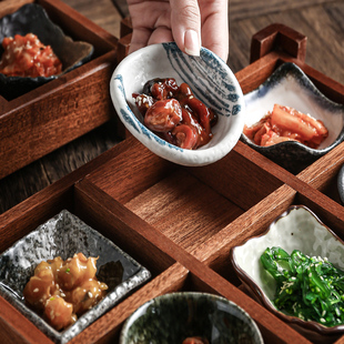 多种款式味碟陶瓷碟子九宫格碟釉下彩复古日式小菜碟火锅调味碟