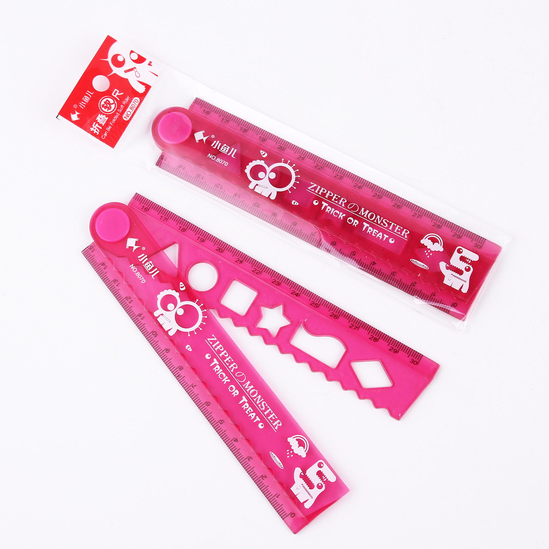 XIAOYUER 다기능 접이식 플라스틱 소프트 눈금자 물결 모양 눈금자 세트 초등 학생 문구 소프트 눈금자 30CM 눈금자